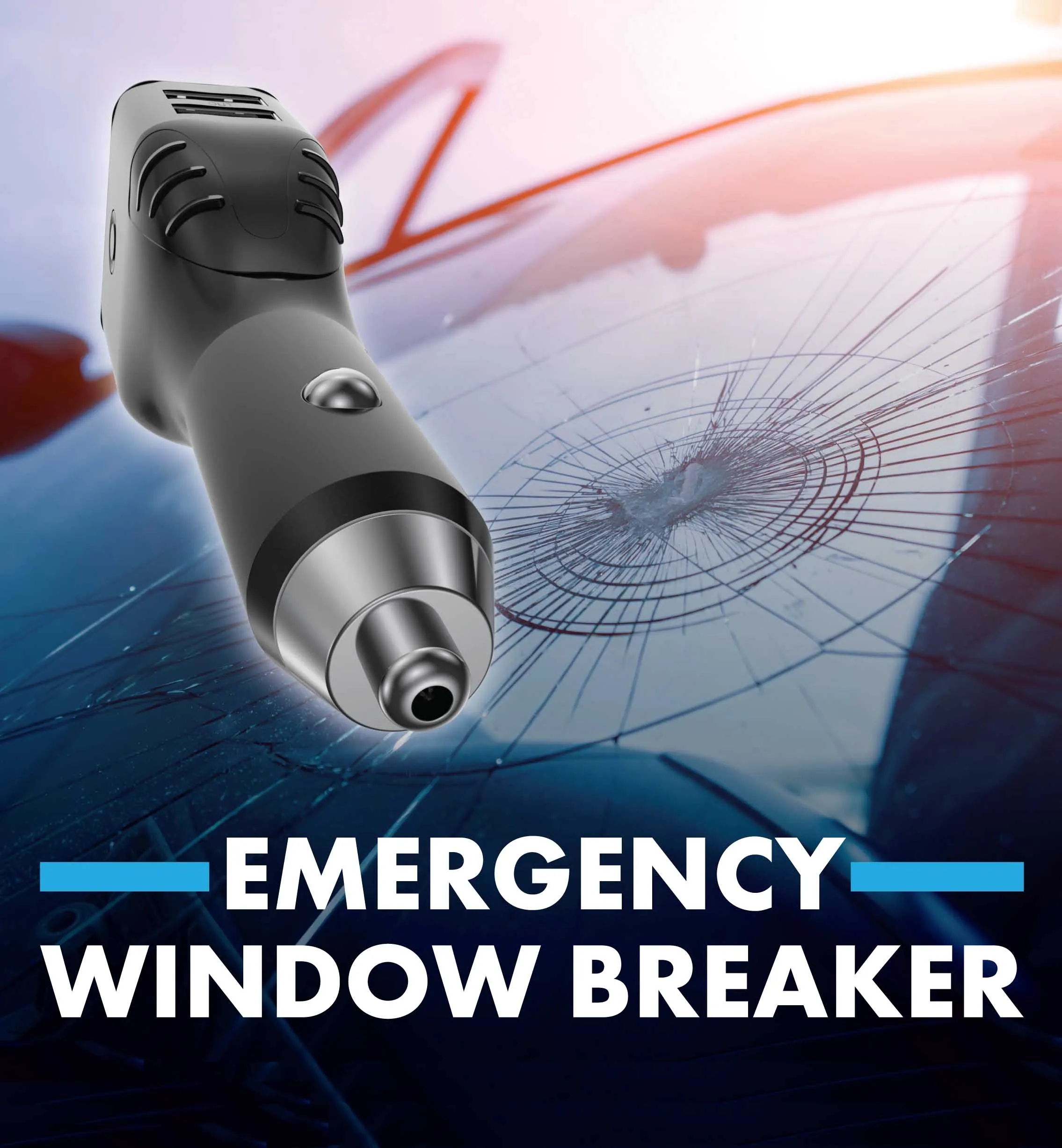 RESCUE A6 Emergency 6-IN-1 CAR SAFETY DEVICE USB CAR CHARGER WINDOW BREAKER SEAT BELT CUTTER  2200mAh POWER BANK POWERFUL LED FLASHLIGHT WITH RED EMERGENCY BEACON