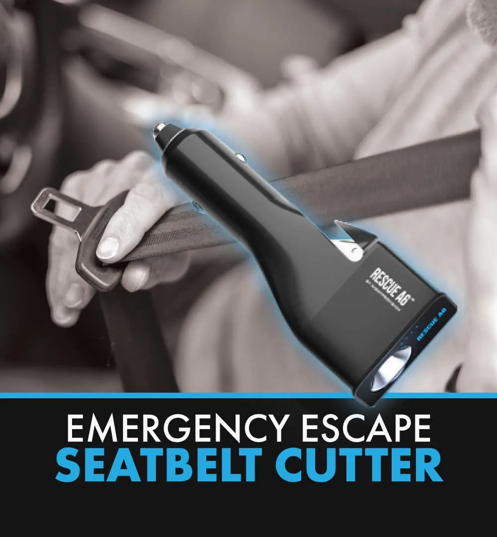 RESCUE A6 Emergency 6-IN-1 CAR SAFETY DEVICE USB CAR CHARGER WINDOW BREAKER SEAT BELT CUTTER  2200mAh POWER BANK POWERFUL LED FLASHLIGHT WITH RED EMERGENCY BEACON