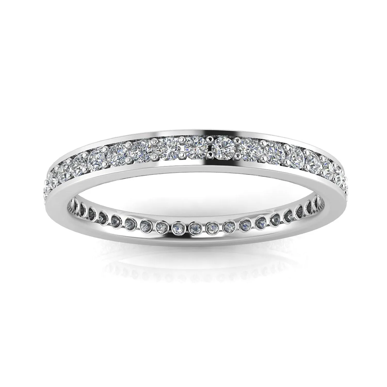 Round Brilliant Cut Diamond Channel Pave Set Eternity Ring In Platinum  (0.28ct. Tw.) Ring Size 4