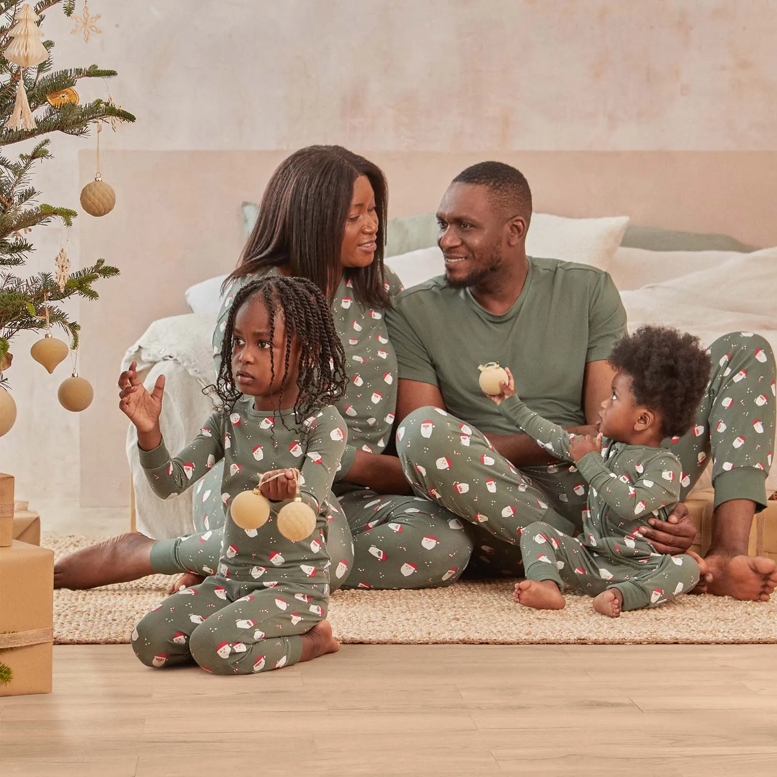 Santa Print Clever Zip Baby Pajamas