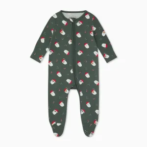 Santa Print Clever Zip Baby Pajamas