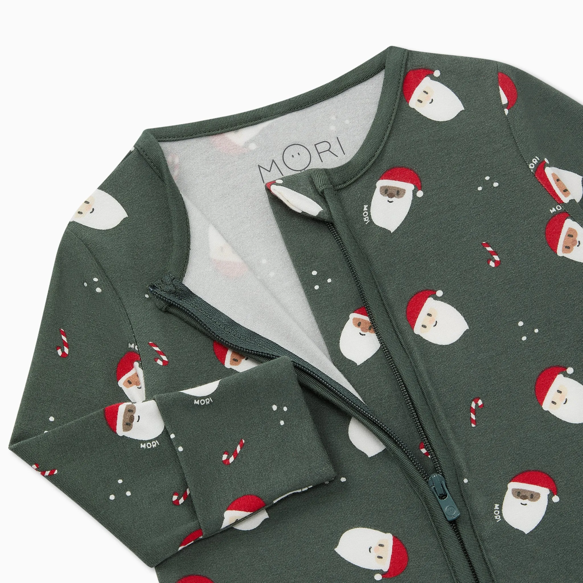 Santa Print Clever Zip Baby Pajamas