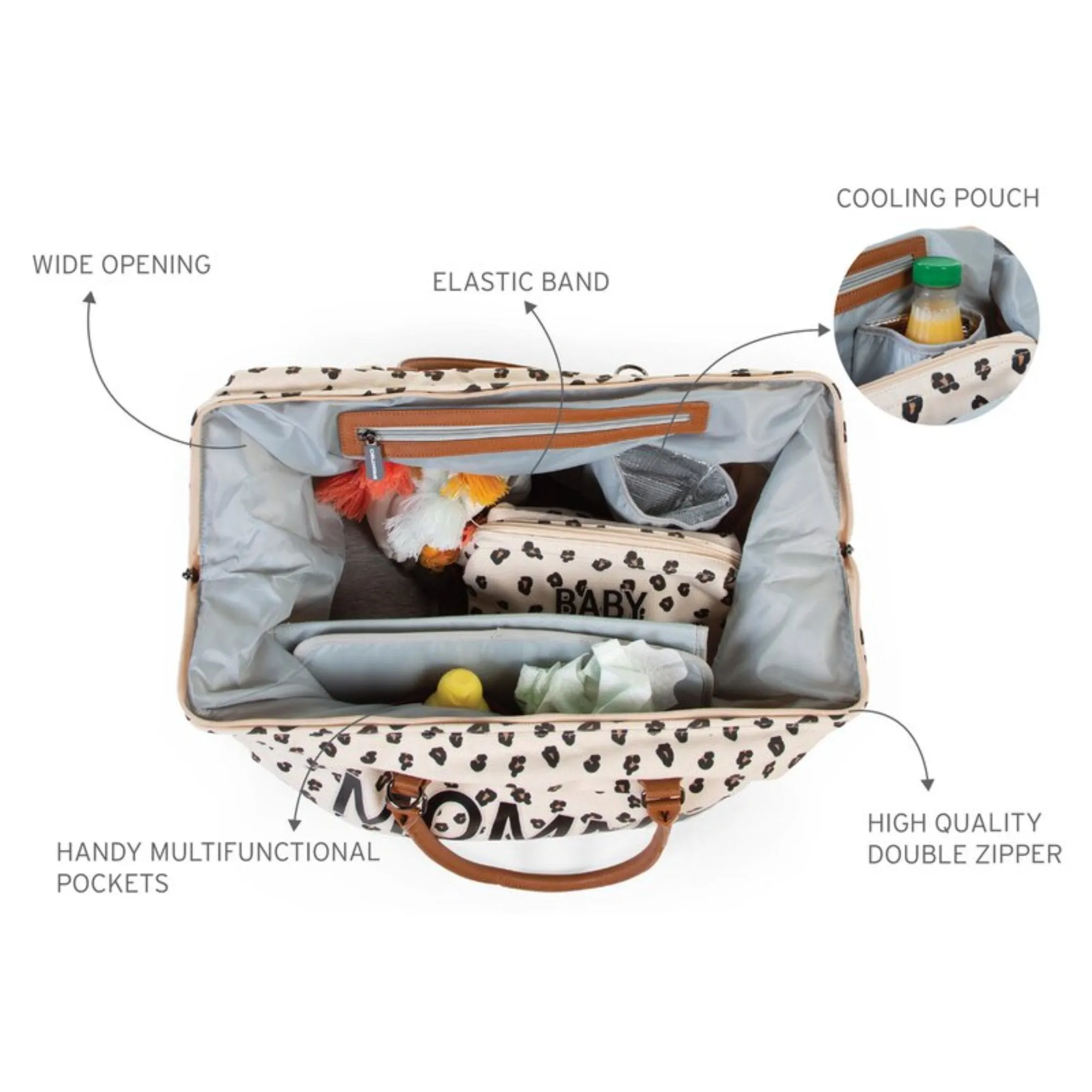 Second Mommy  Big Tote Bag with changing mat - LEOPARD