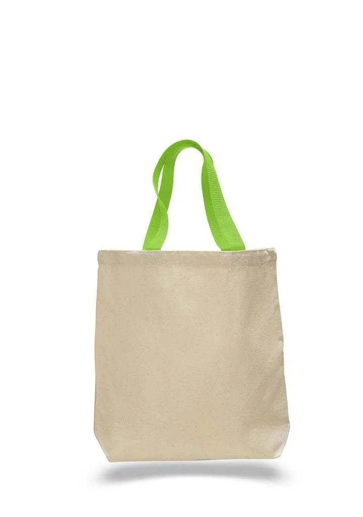 SET OF 24 COTTON CANVAS TOTE BAGS WITH CONTRAST HANDLES