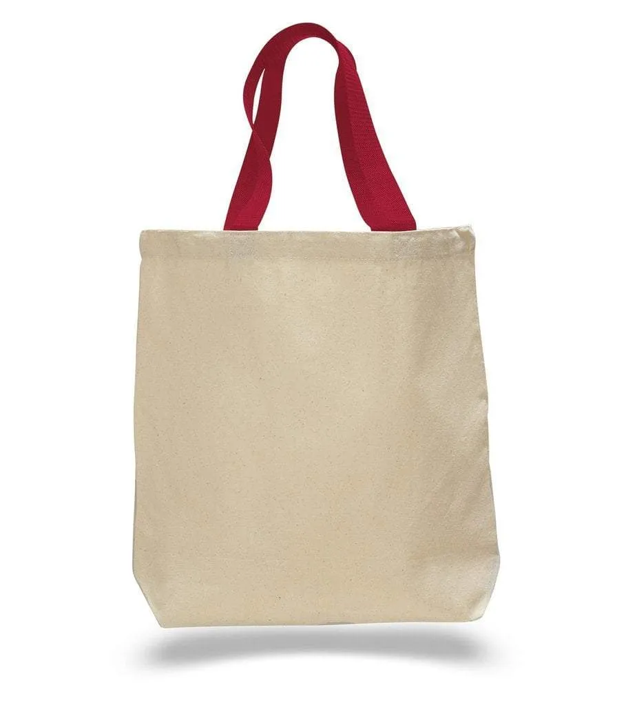 SET OF 24 COTTON CANVAS TOTE BAGS WITH CONTRAST HANDLES