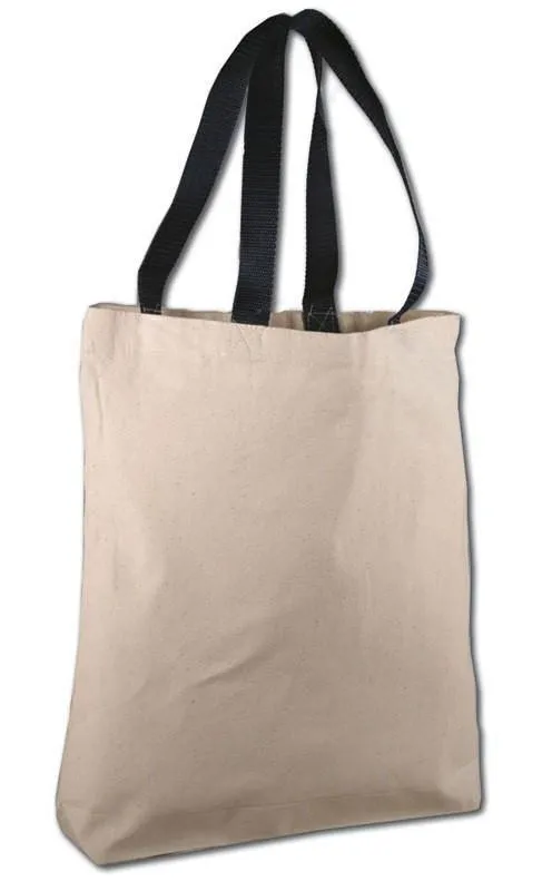 SET OF 24 COTTON CANVAS TOTE BAGS WITH CONTRAST HANDLES