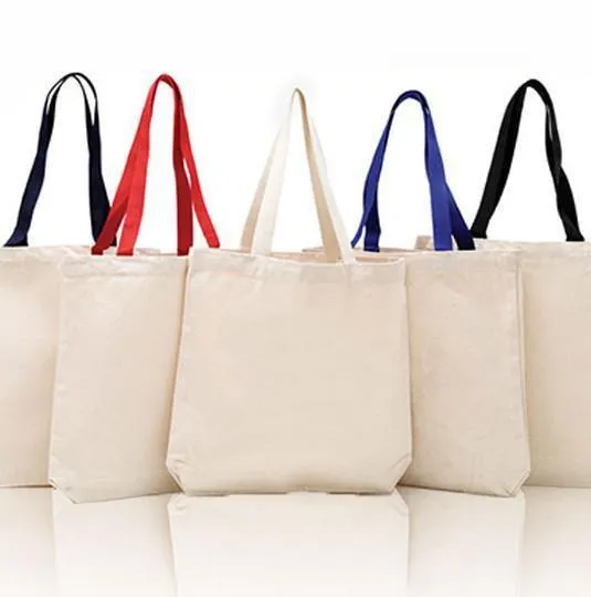 SET OF 24 COTTON CANVAS TOTE BAGS WITH CONTRAST HANDLES
