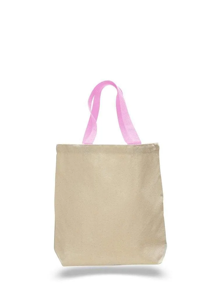 SET OF 24 COTTON CANVAS TOTE BAGS WITH CONTRAST HANDLES