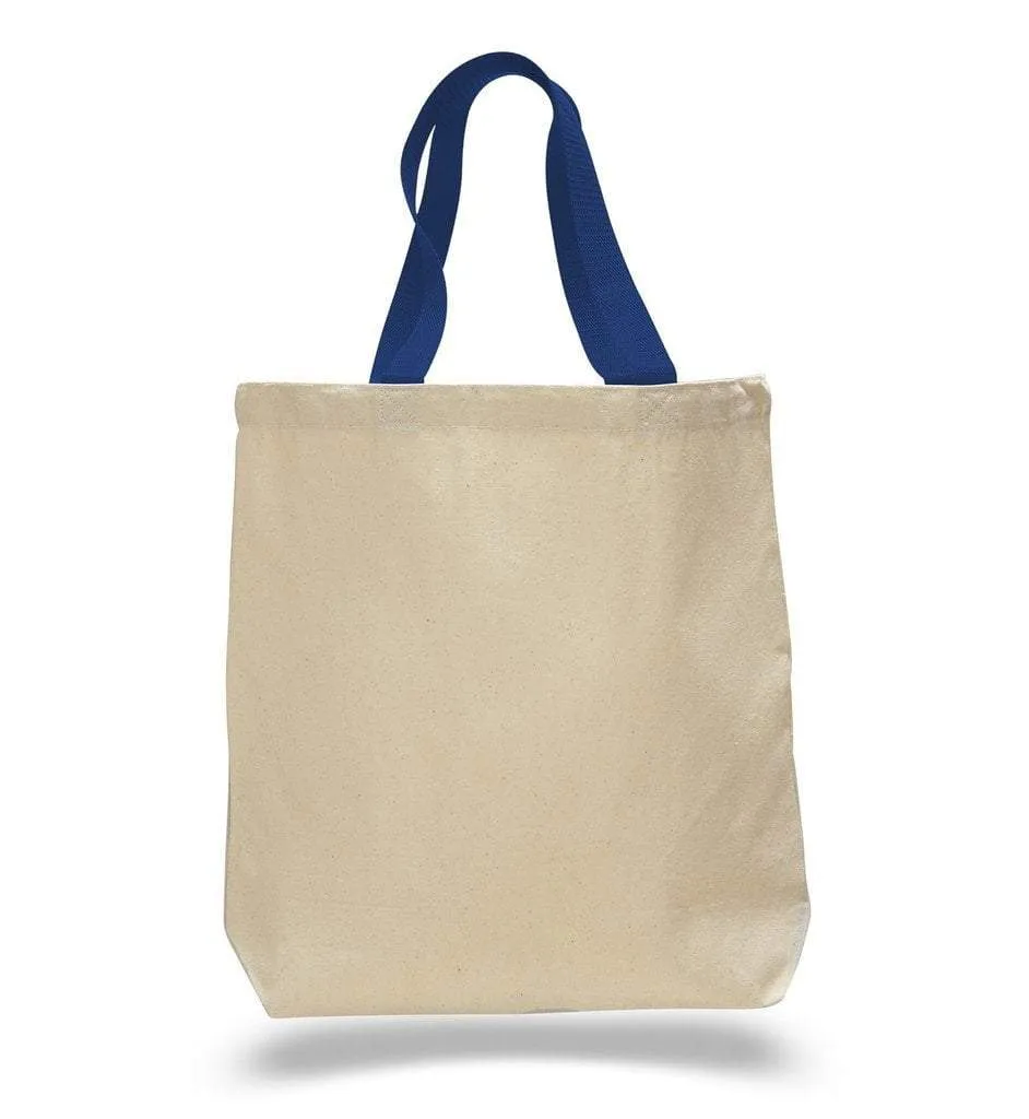 SET OF 24 COTTON CANVAS TOTE BAGS WITH CONTRAST HANDLES