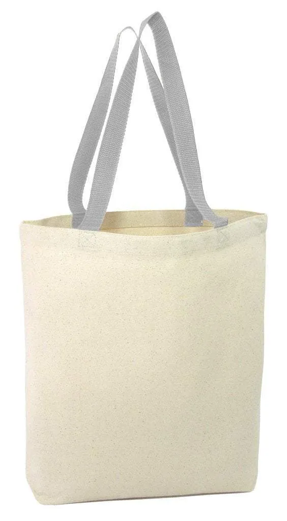 SET OF 24 COTTON CANVAS TOTE BAGS WITH CONTRAST HANDLES
