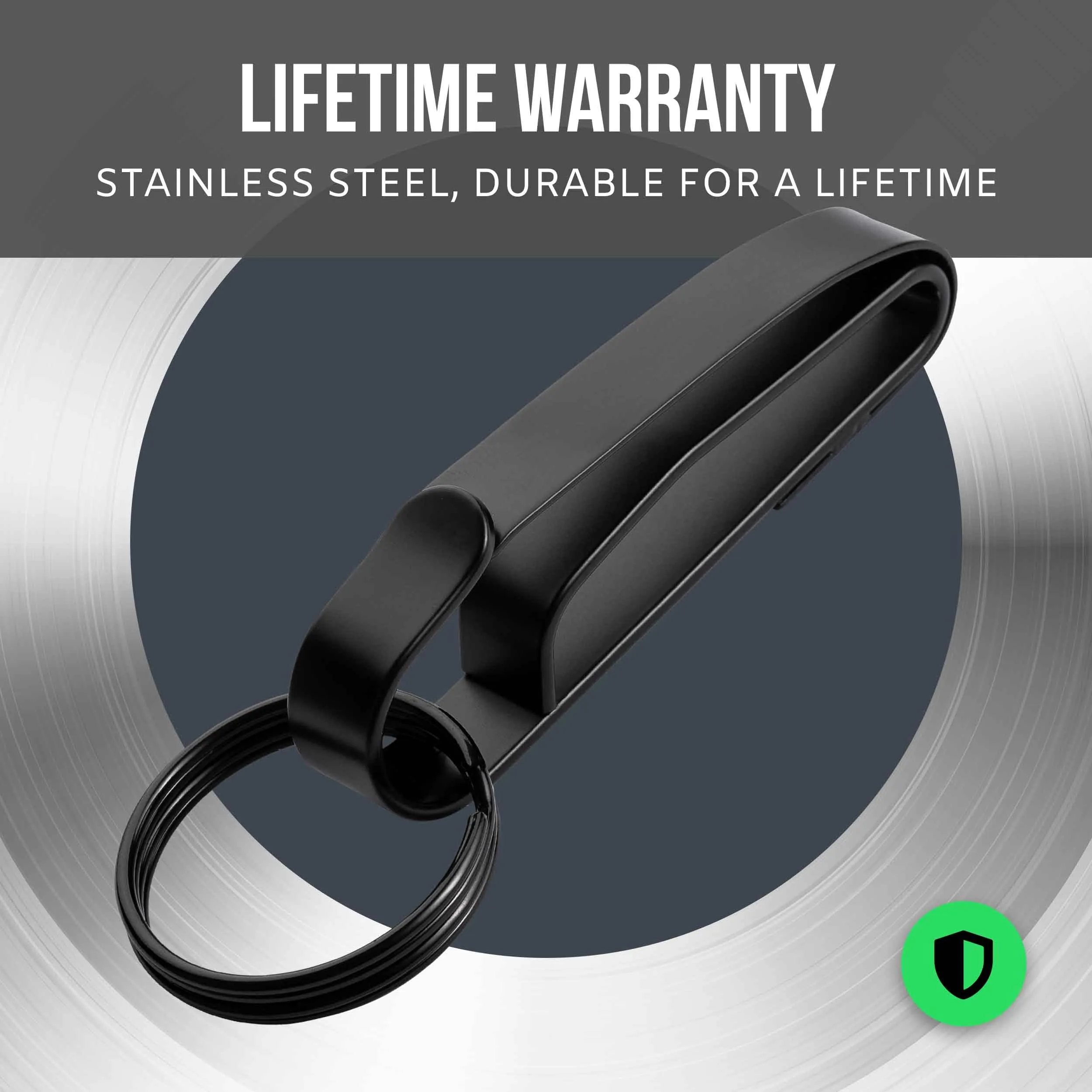 Stealth Tactical Key Ring Holder for Duty Belts, Quick Release Key Clip Stainless Steel w/2 XL Detachable Key Rings Max 2.25" Belt for Police, Correctional, Fire Dept.