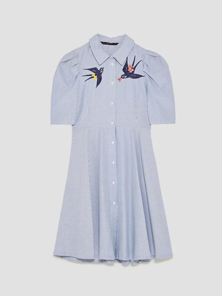 Striped And Embroidered Shirt
