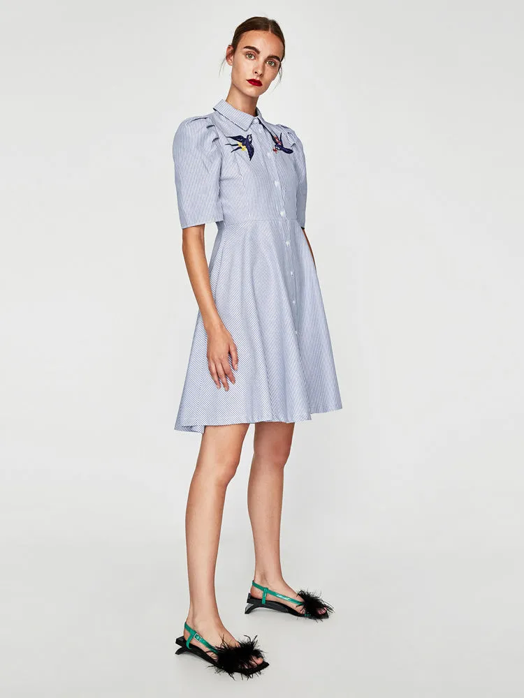 Striped And Embroidered Shirt