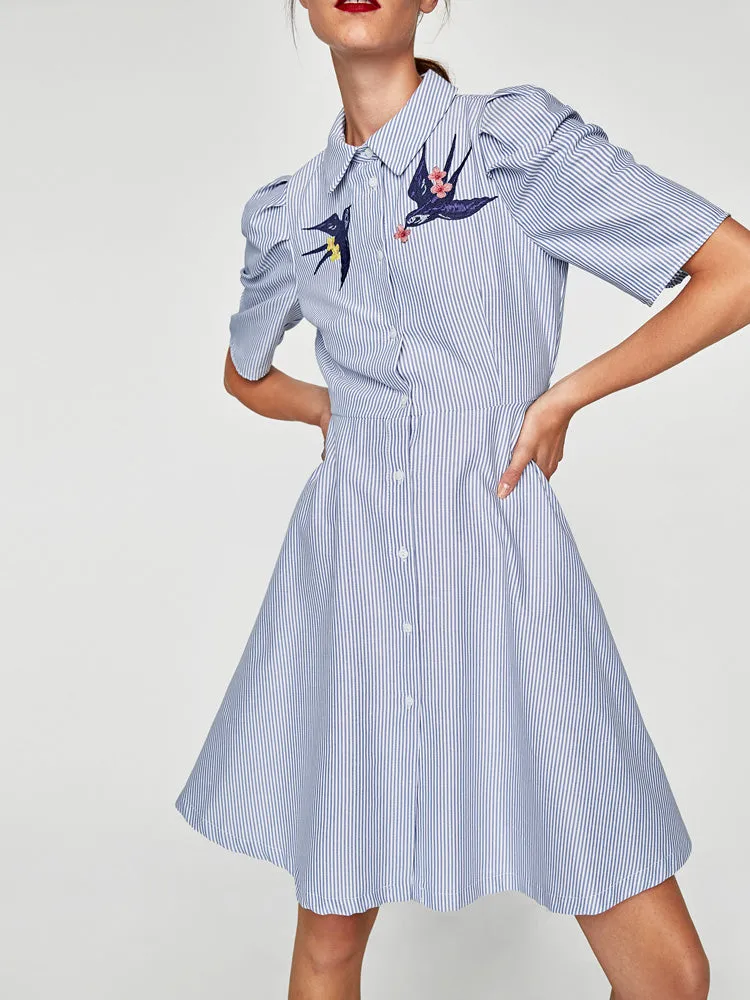 Striped And Embroidered Shirt