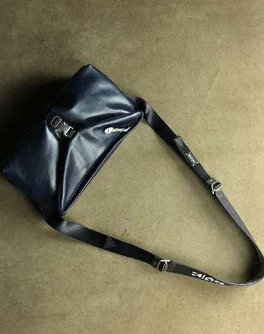 Stylish Men Blue Leather Shoulder Purse Side Bag Leather Messenger Bag for Men