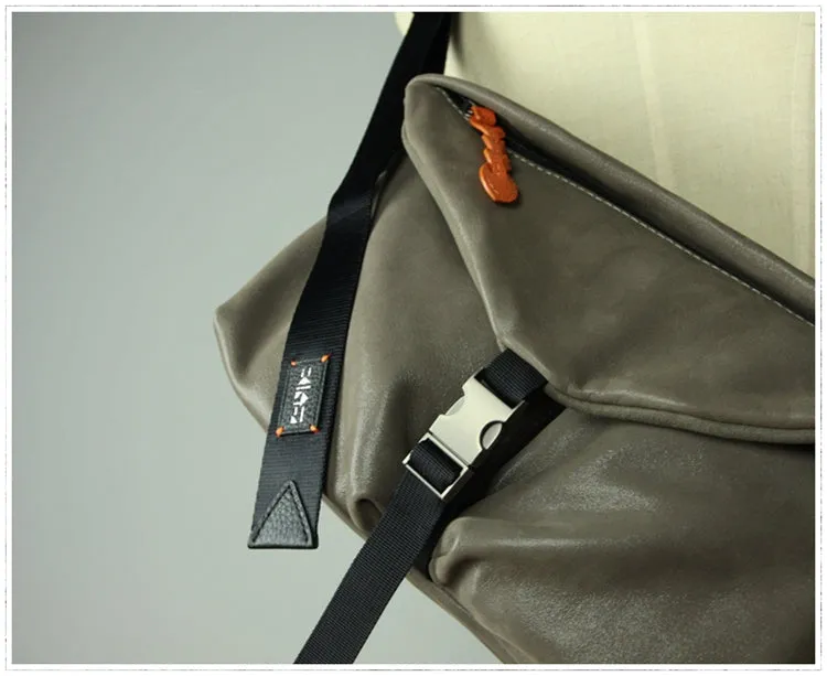Stylish Men Blue Leather Shoulder Purse Side Bag Leather Messenger Bag for Men