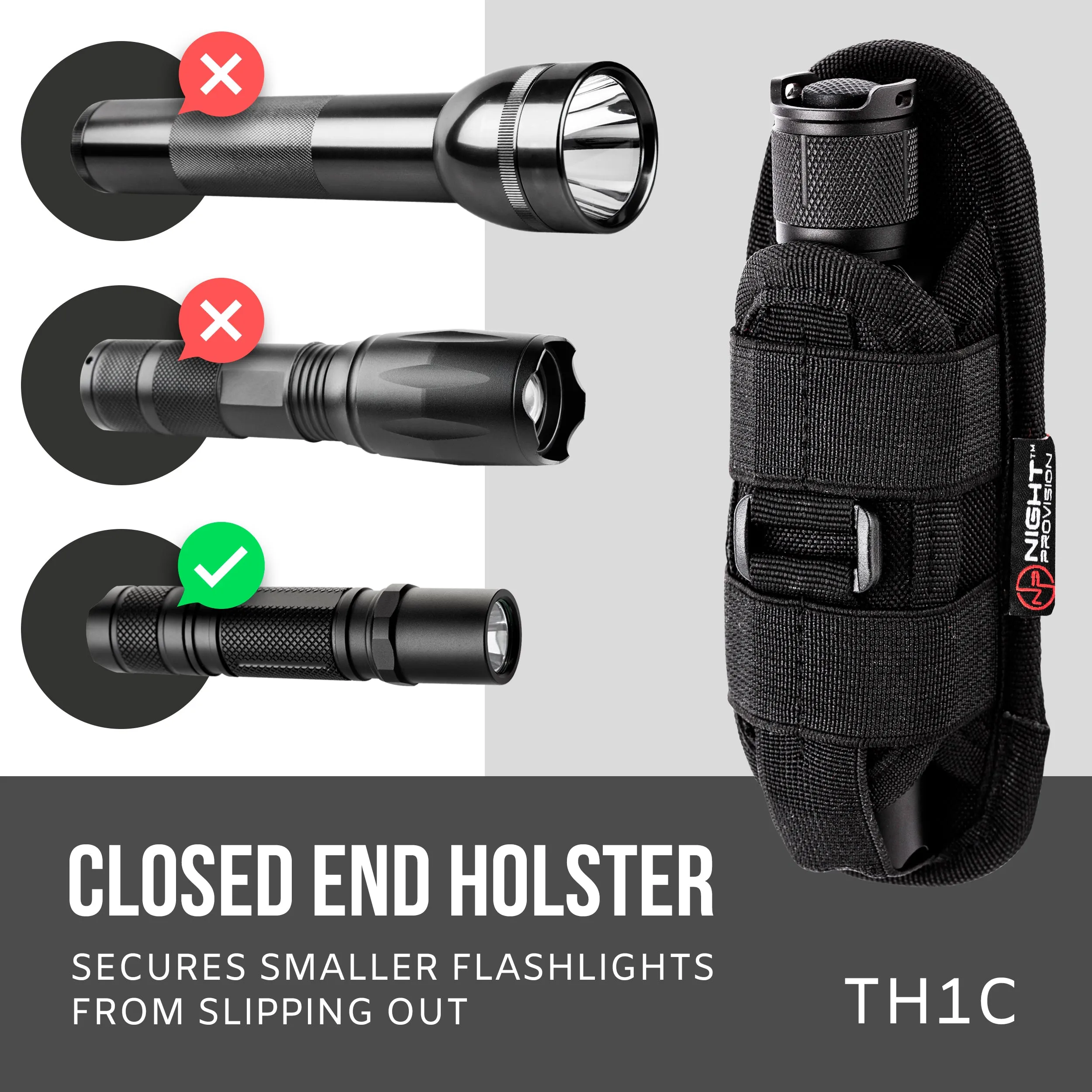TH1 TACTICAL FLASHLIGHT HOLSTER DUTY BELT POUCH STRETCHABLE ROTATABLE CLIP 360 DEGREE HOLDER FOR POLICE MILITARY SECURITY BELT