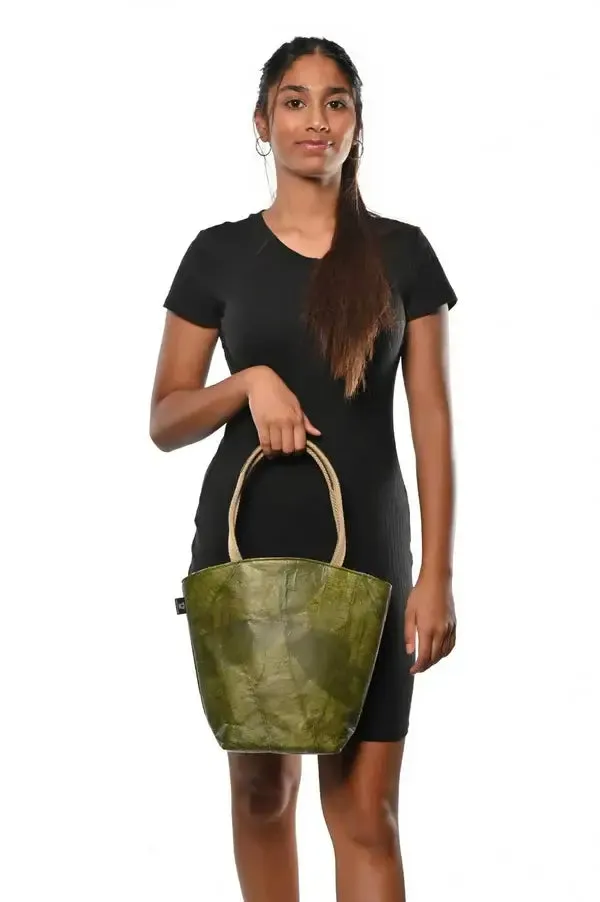 Vegan Leaf Leather Tote Green