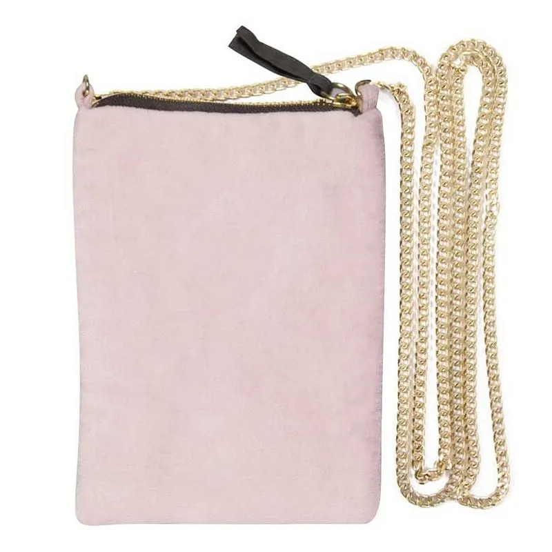 Velvet Phone Bag Pink with Sequin Heart