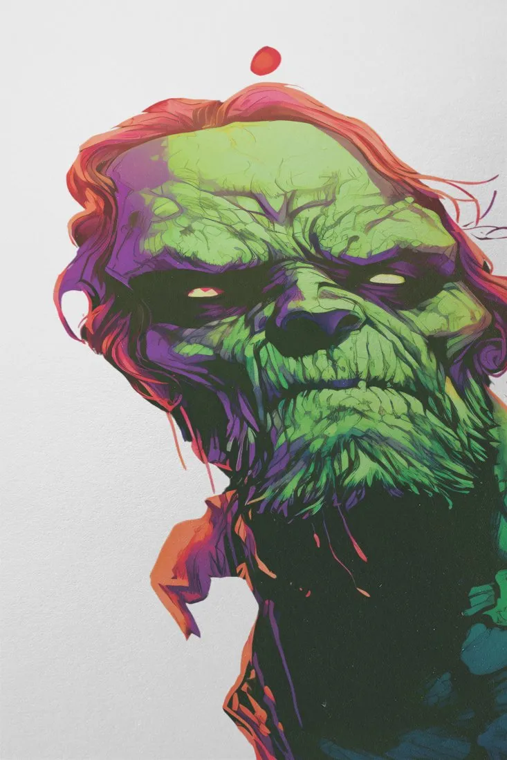 Vibrant Bearded Zombie Cartoon