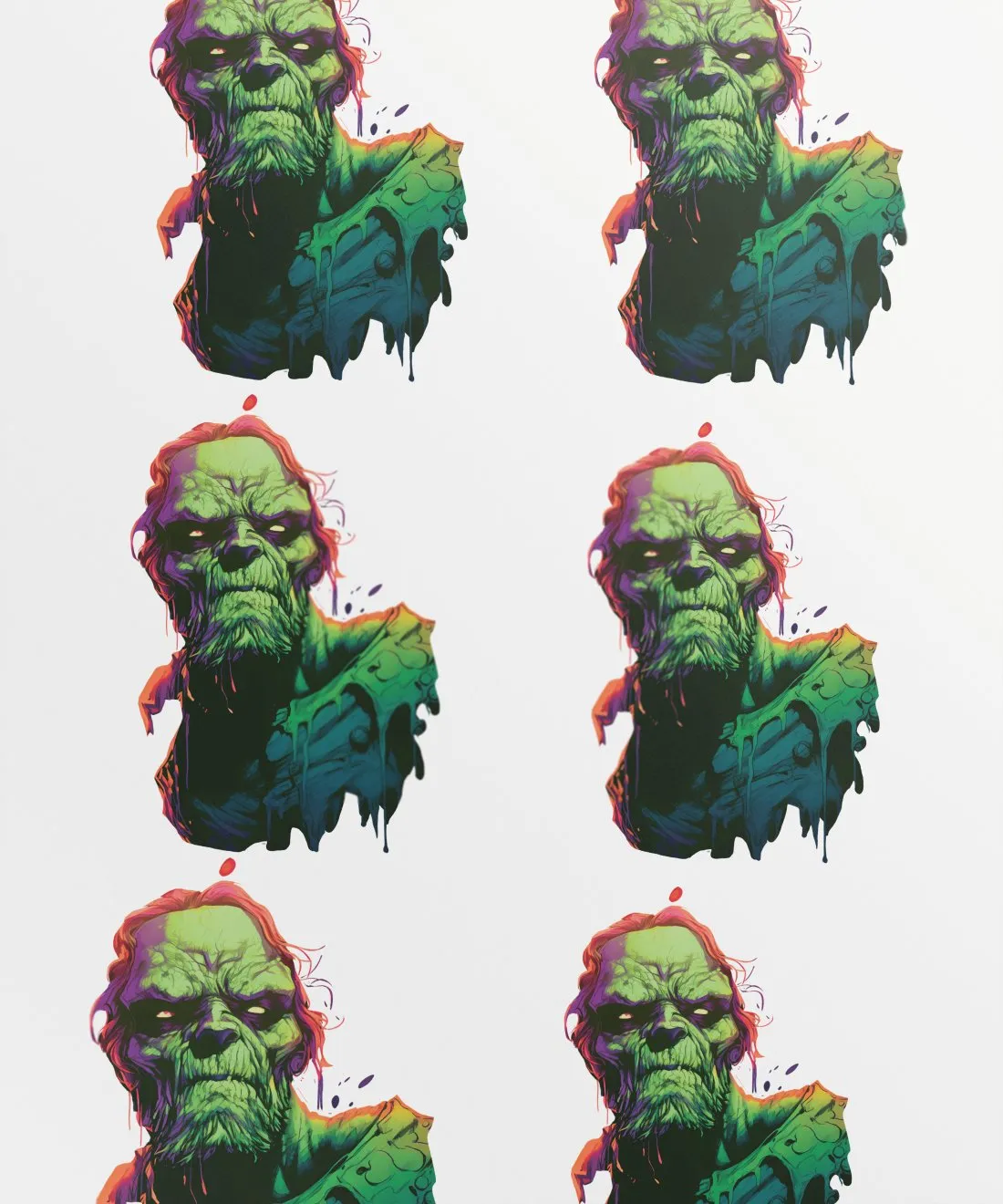 Vibrant Bearded Zombie Cartoon