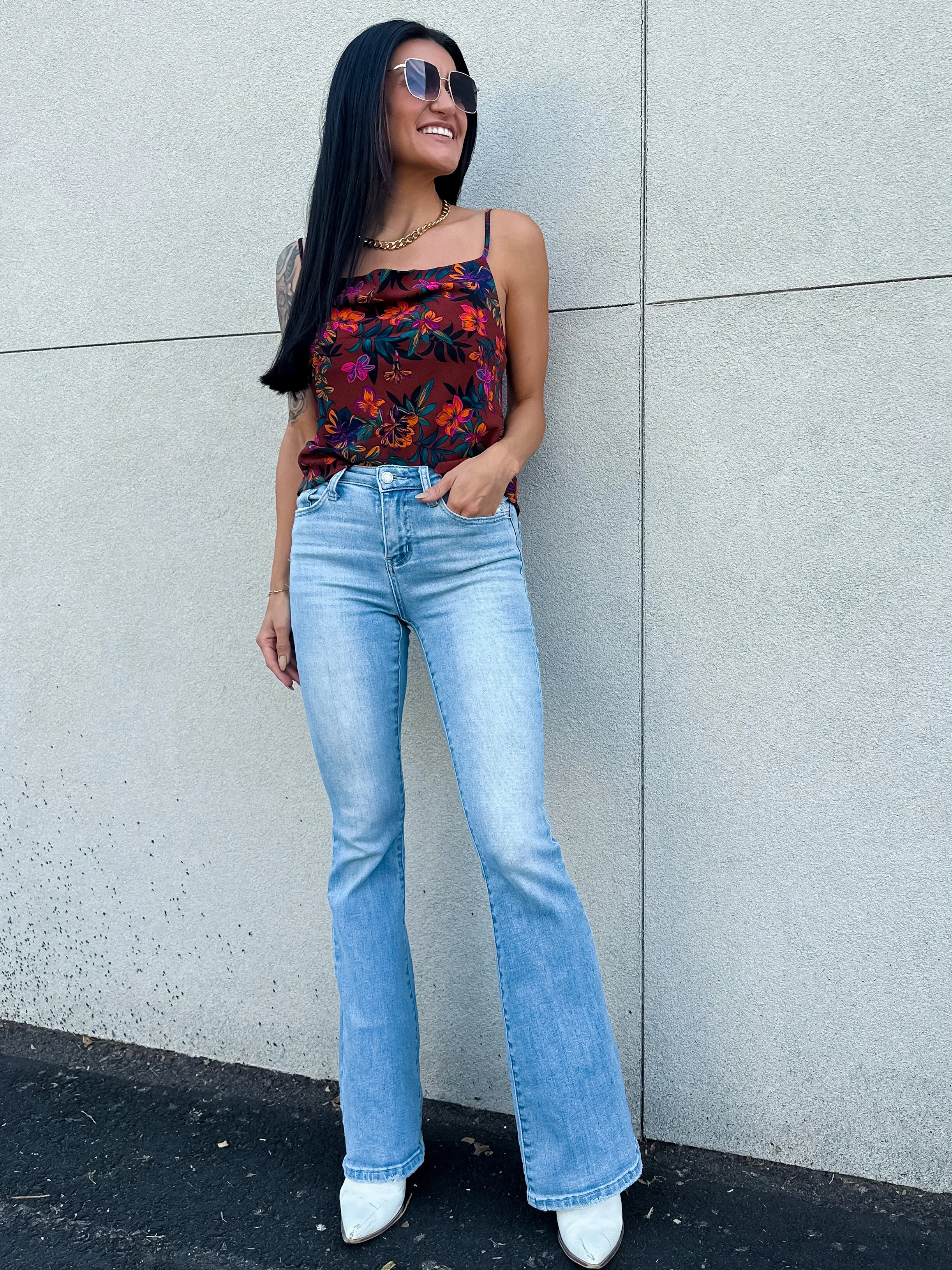 Vibrant Floral Cowl Neck Camisole