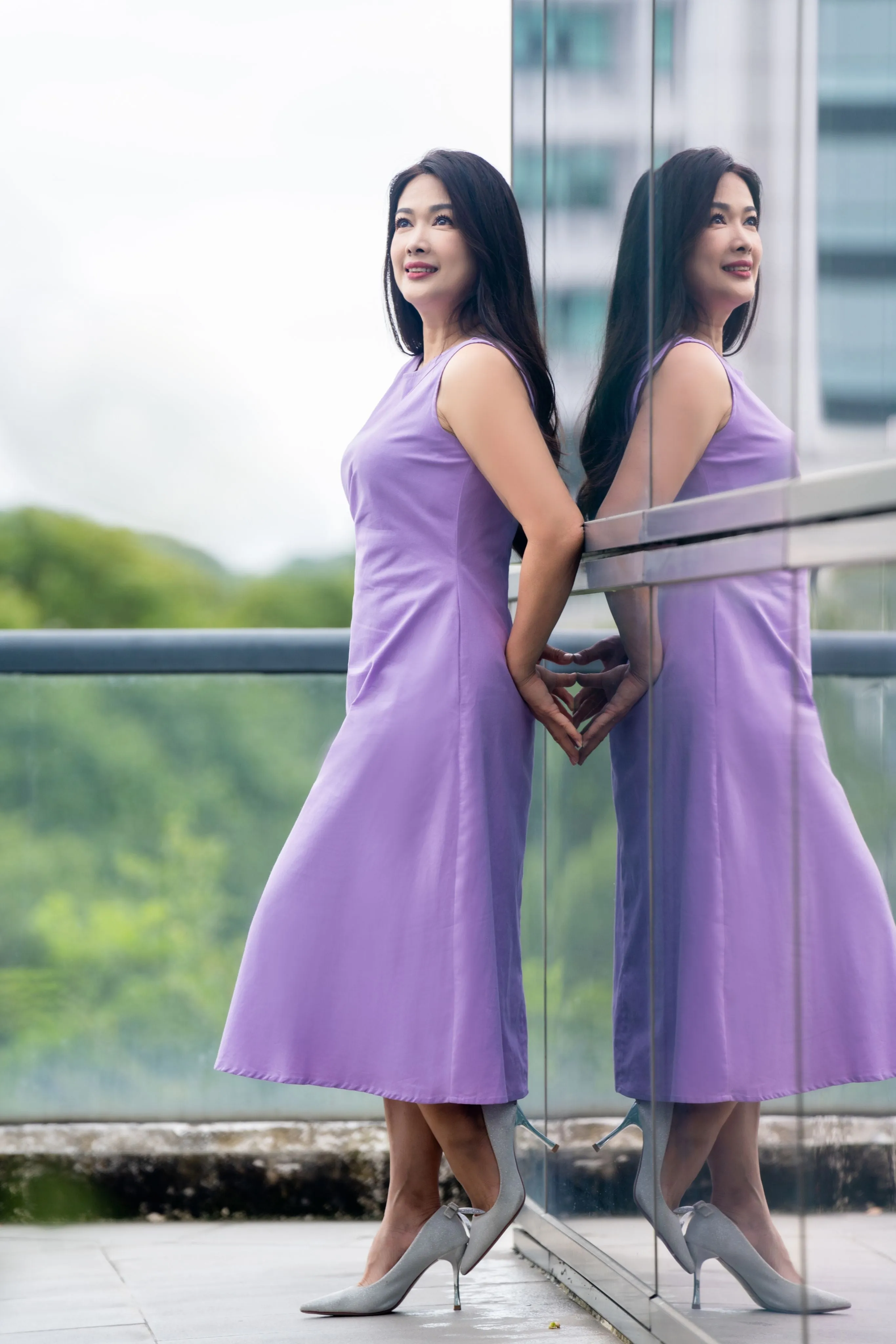 Vibrant Side Pleat Sleeveless Dress