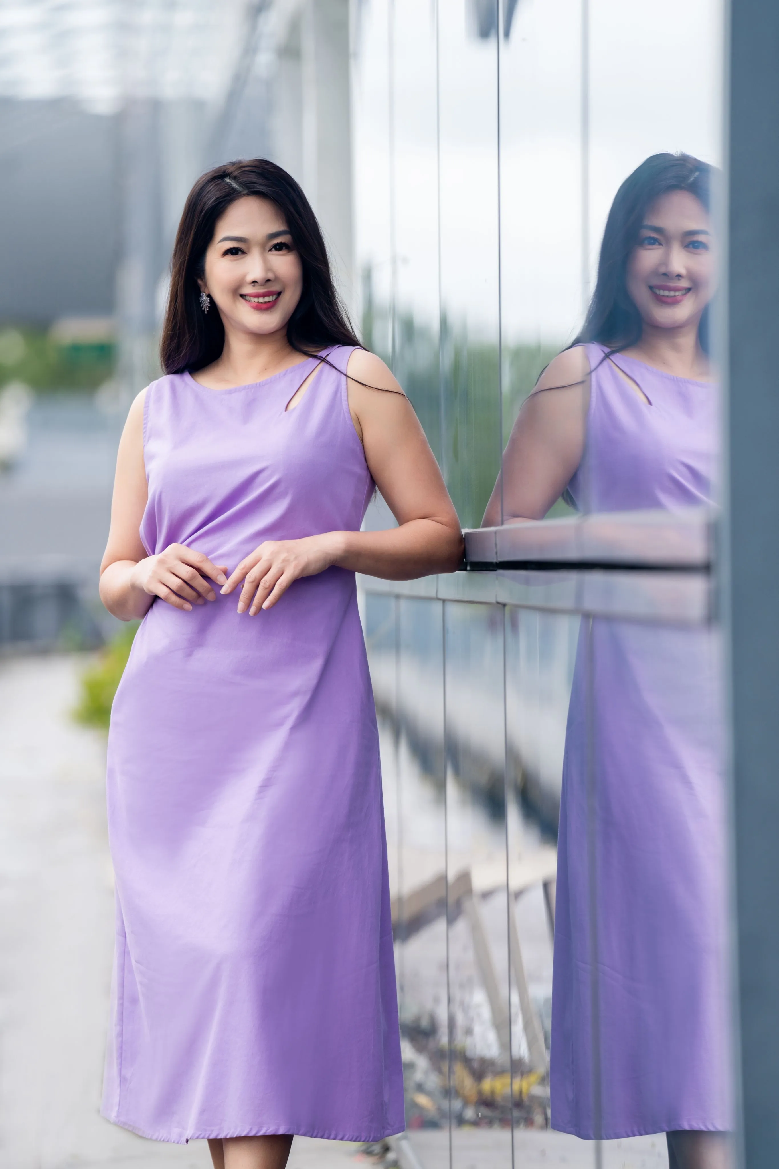 Vibrant Side Pleat Sleeveless Dress