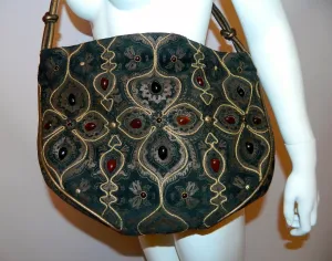 vintage 1980s black suede bag Braccialini / Baroque slouchy shoulder purse