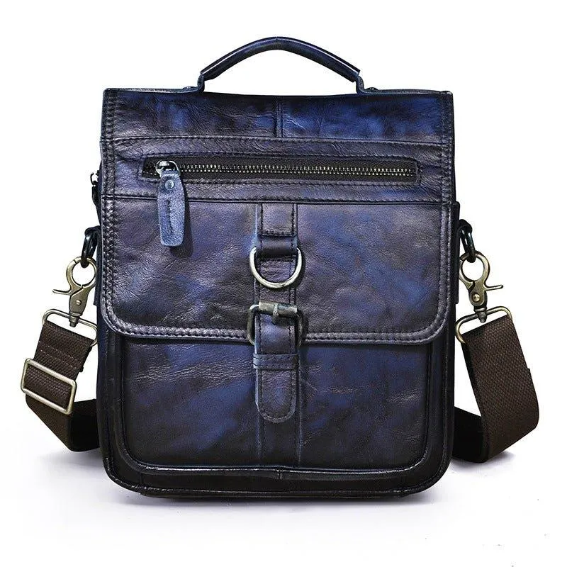 Vintage Leather Messenger Shoulder Bag for Men