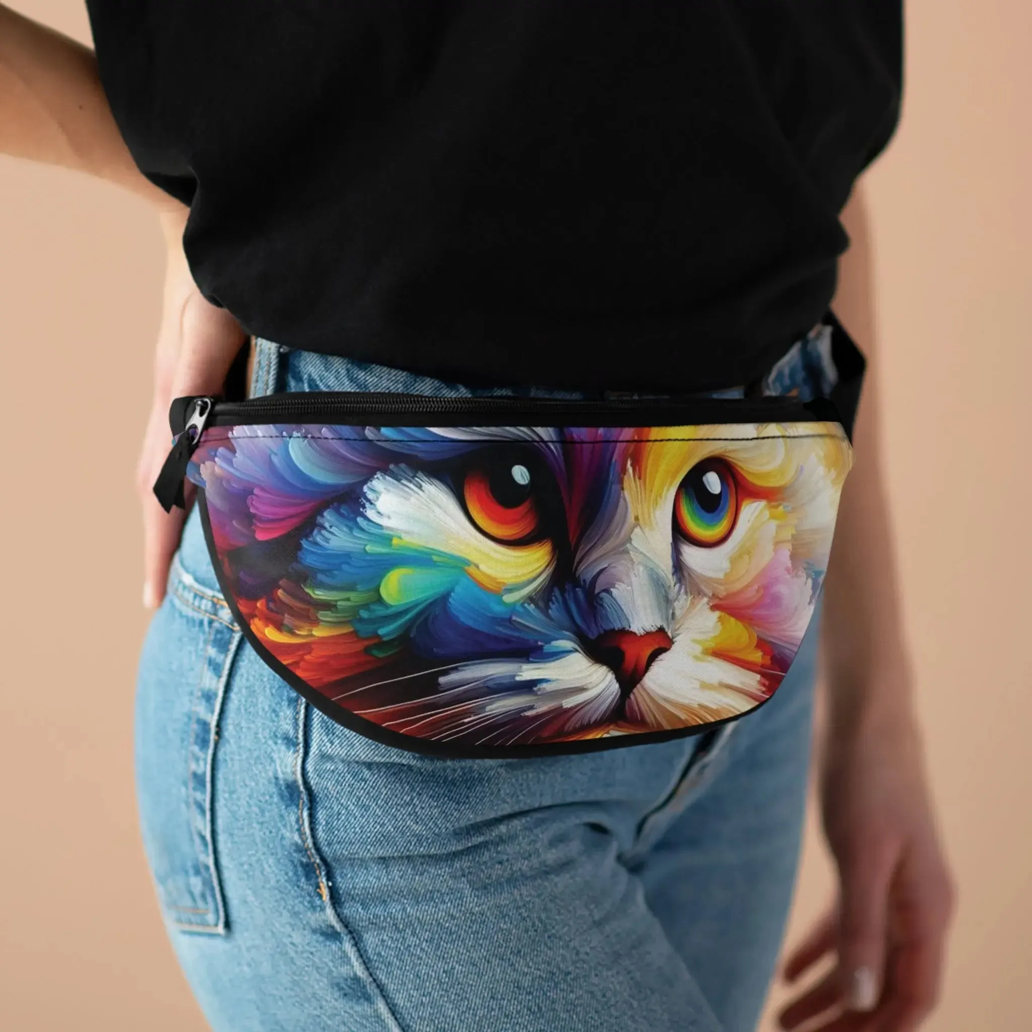 Watercolor Rainbow Cat Eyes - Fanny Pack - Travel Bag