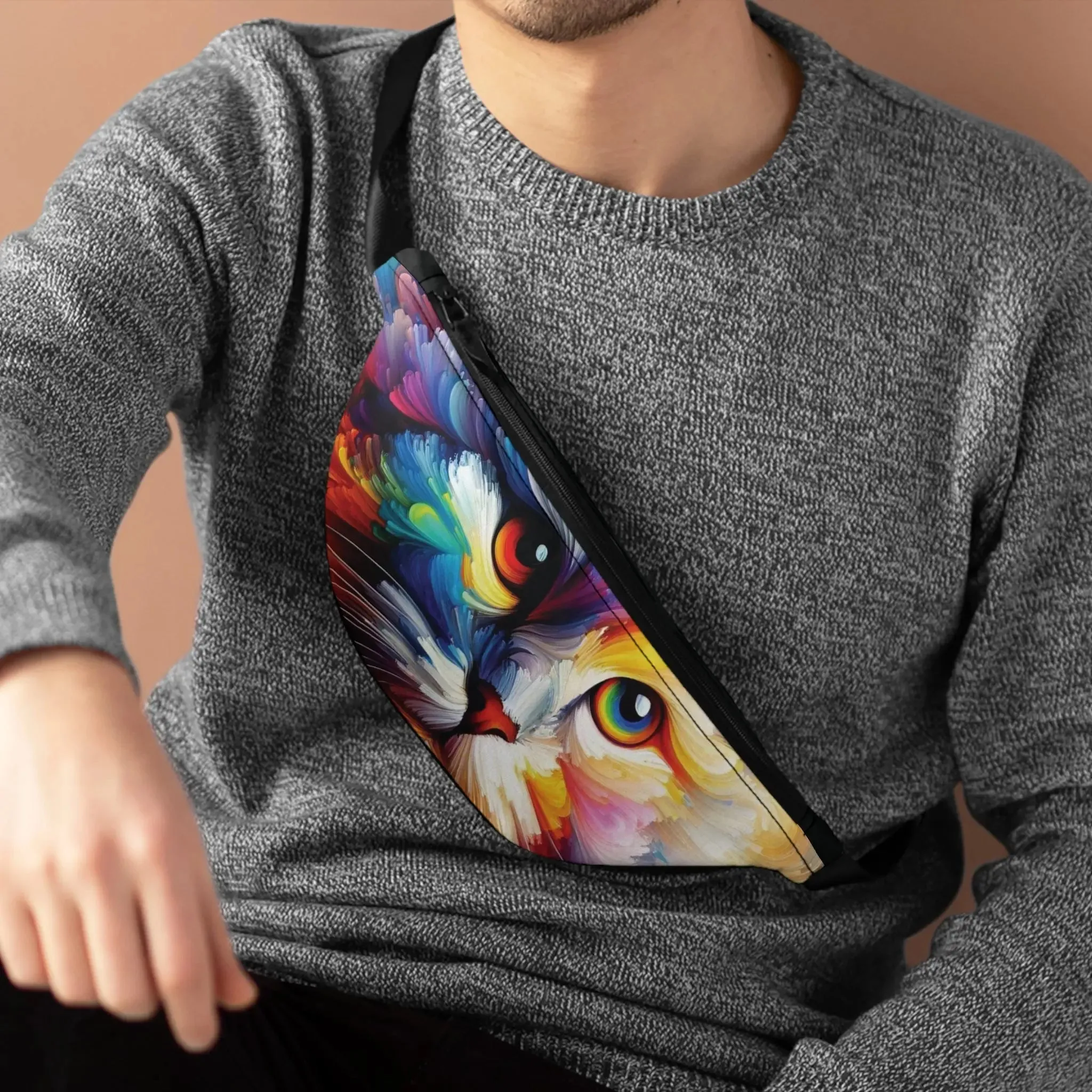 Watercolor Rainbow Cat Eyes - Fanny Pack - Travel Bag