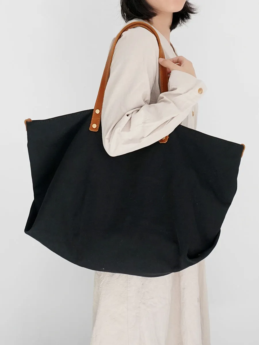 Women Black Canvas Large Shopper Tote Bag Black Canvas Tote Shoulder Bag Handbag for Mens
